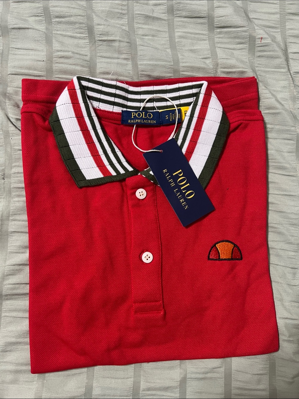 Polo by Ralph Lauren Red Short Sleeve Polo with Striped Collar